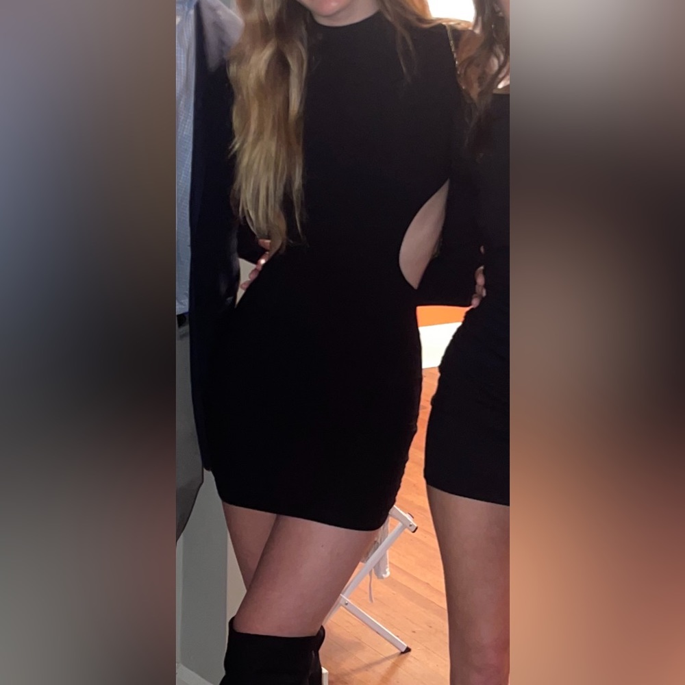 White Fox Black mini dress open back